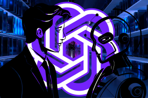 ChatGPT-5 release date, price, and what we know so far. Purple OpenAI logo behind illustration of man and machine, and rows of data servers