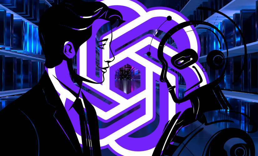 ChatGPT-5 release date, price, and what we know so far. Purple OpenAI logo behind illustration of man and machine, and rows of data servers
