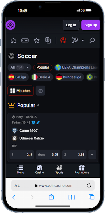 CoinCasino New Mobile Sportsbook
