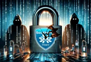 Digital illustration of a shattered padlock with the Southern Water logo, symbolizing a data breach, against a backdrop of binary code and hackers, with the U.K. map watermark indicating the incident's location.