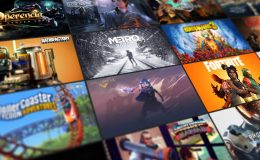An image with screenshots of games available on the Epic Games store such as Metro and Fortnite.