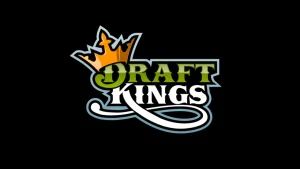 A an image of the DraftKings logo on a black background. 'draft' is in green text with a crown atop the 'D'. Kings is in white text and sits below.