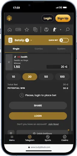 Esports Betting Slip