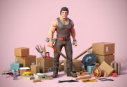 An AI-generhated image of John Rambo surrounded by crafting materials