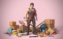 An AI-generhated image of John Rambo surrounded by crafting materials