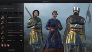 An in game screenshot from Crusader Kings 3 depicting three noblemen.