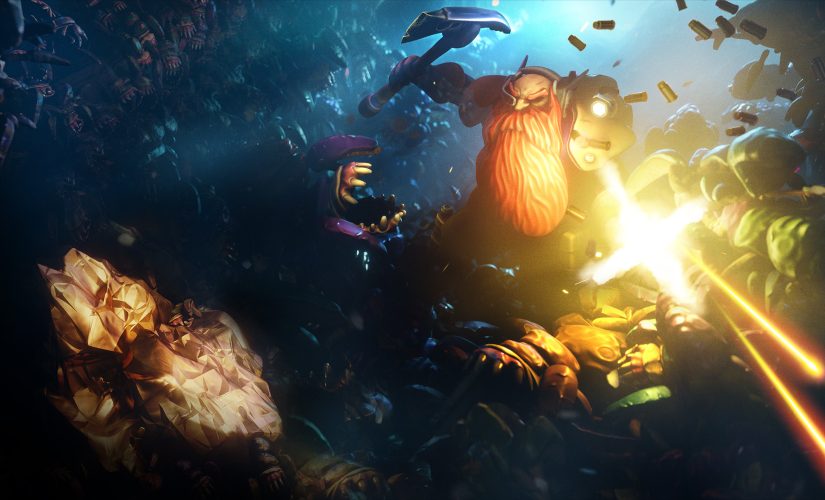 Artwork from the game Deep Rock Galactic depicting a dwarf