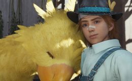An image of a character from FF7 Rebirth cuddling a Chocobo