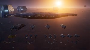 A image showing a fleet of starships in Homeworld 3