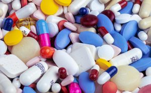 a multicoloured assortment of pills
