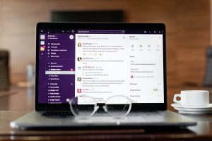 Slack workspace app on a computer screen / Slack AI has been launched by the Salesforce-owned company
