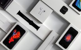 Various Apple products in boxes