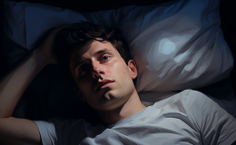 An AI generated image of OpenAI's CEO Sam Altman lying awake in bed