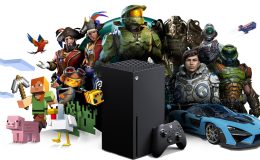 An image of an Xbox Series X and a host of Xbox gaming characters