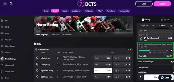 7bets horse racing uk betting odds
