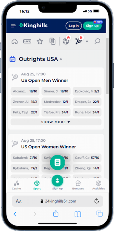 Tennis Betting Markets at Kinghills