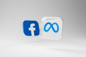 two square tiles showing the meta and facebook logos