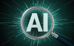 a conceptual image with a magnifying glass and large 'AI' letters to symbolize AI detectors.