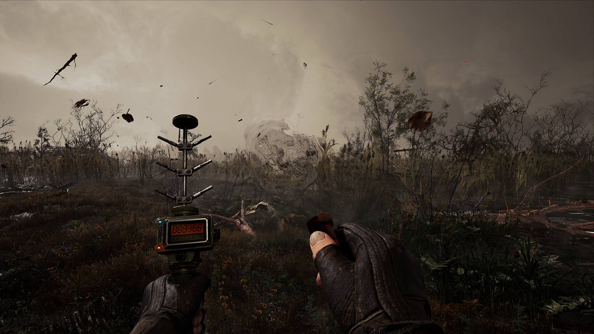 The player using a device in Stalker 2