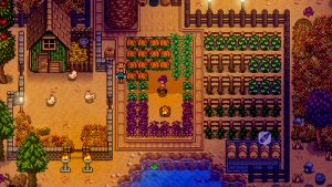 A screenshot showing a farm in Stardew Valley.