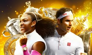 An image of a difitized Roger Federer and Serena Williams from Top Spin 2K25