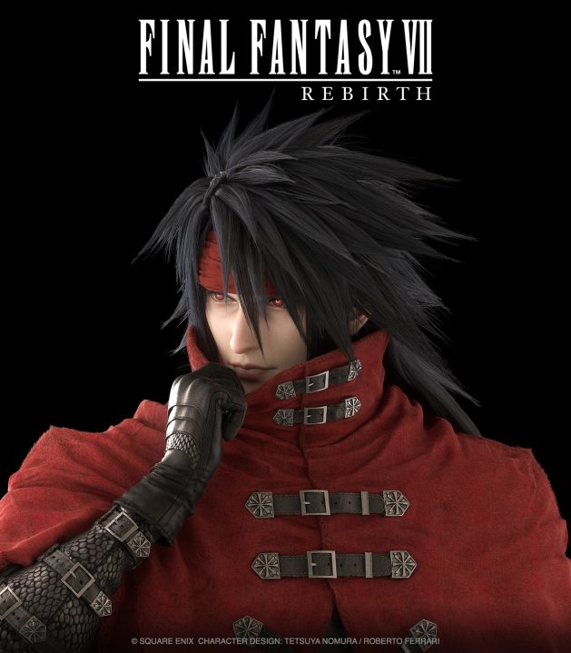 A cover image of Vincent from Final Finatasy VII: Rebirth. He is an anime male with a red jacket on and long spiky black hair