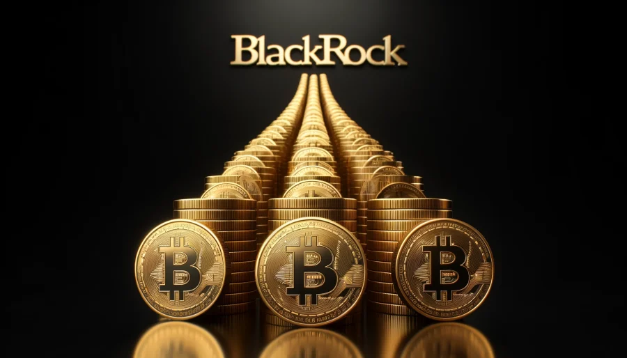 A streak of golden coins arranged in a row, each coin bearing the Bitcoin logo, forming.