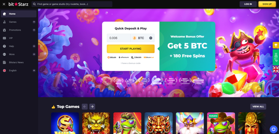 BitStarz Casino homepage