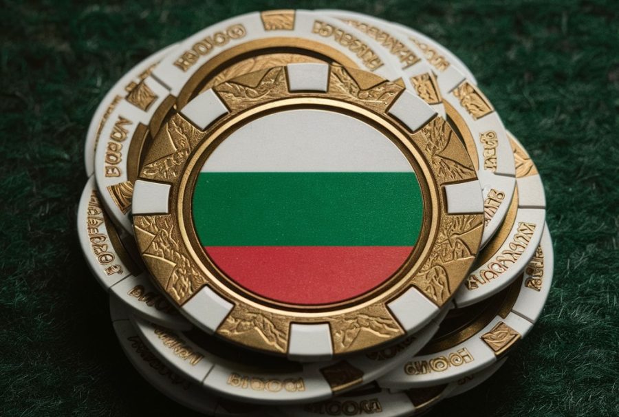 Betting chips emblazoned with the Bulgarian national flag