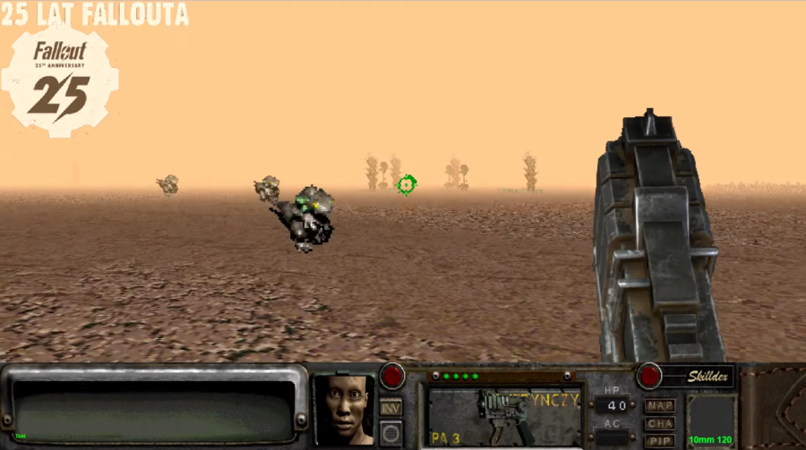 A screenshot of 1998's Fallout 2 highlights the visual advancements the series has made over the past 25 years