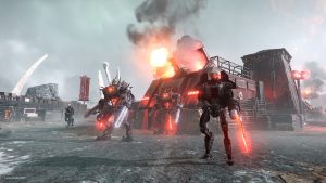Screengrab of mechs from Helldivers 2