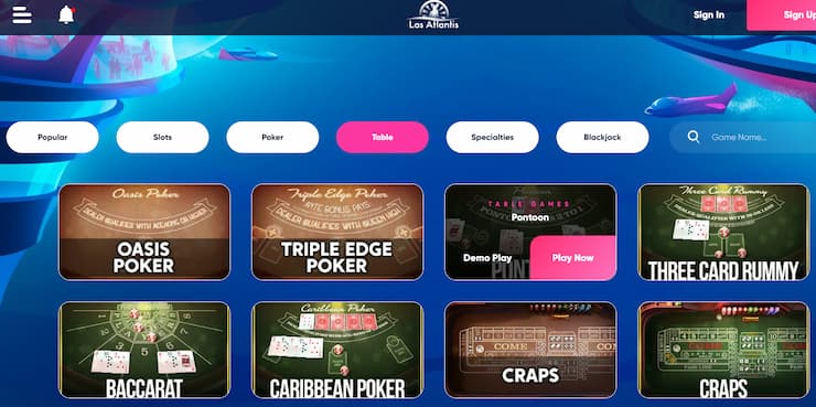 Online casino craps Las Atlantis casino