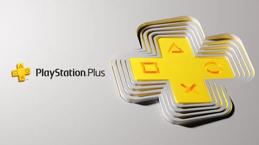 PS Plus logo in grey yellow