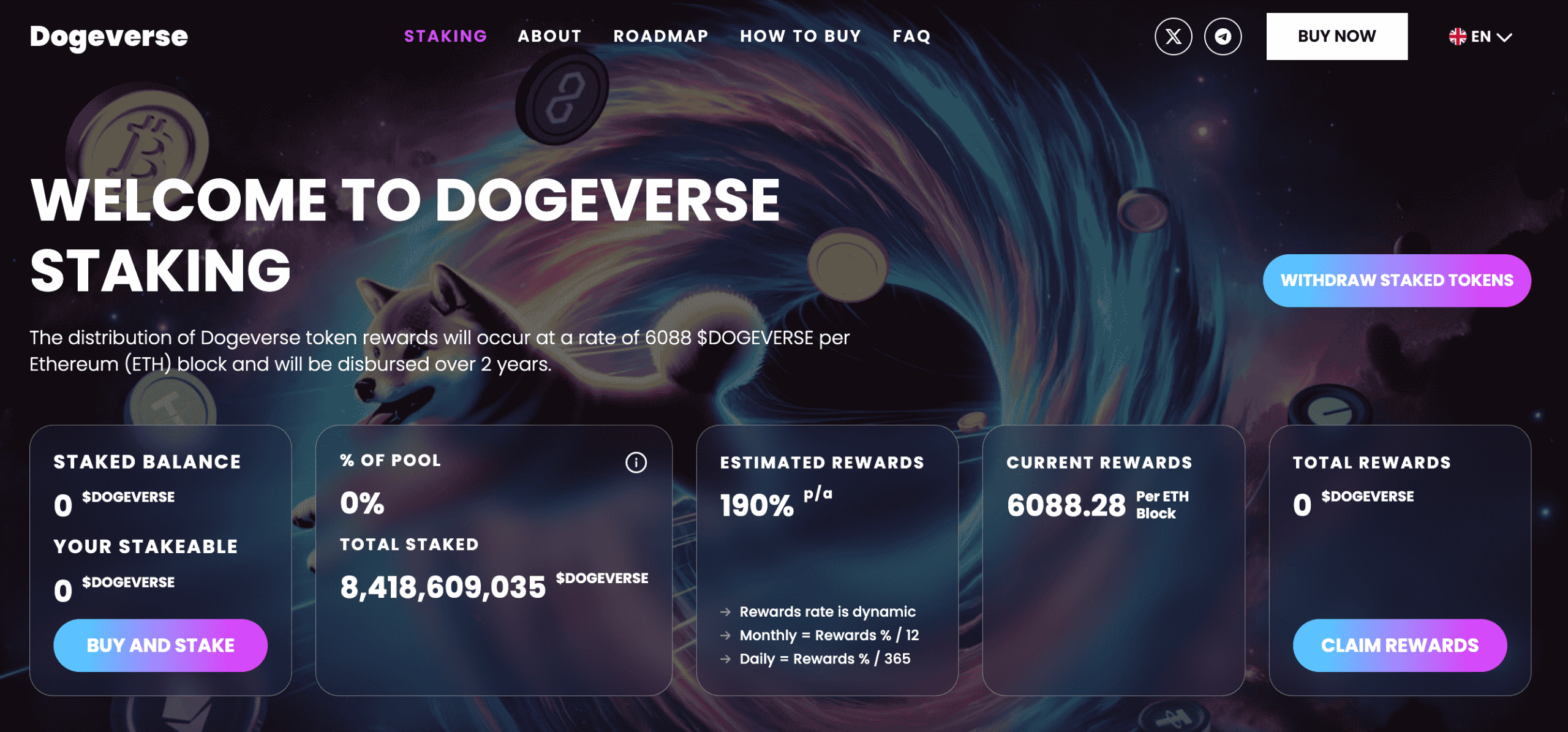 Dogeverse staking APYs