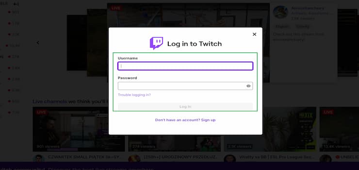 Step 2 - Log in to Your New Twitch Account