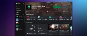 Xbox Game Pass updates on a screen show off new interface