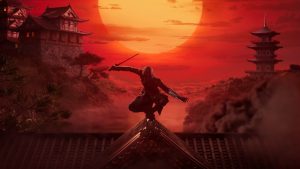 An assassin with the backdrop of Japan in Assassin's Creed Shadows