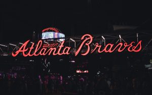 Atlanta Braves LED sign outside the baseball stadium