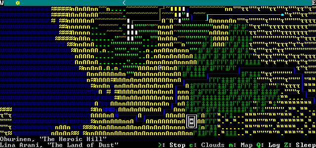 The ASCII graphics of the Dwarf Fortress original