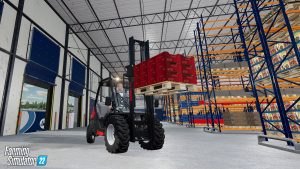 A forklift truck in the new Farming Simulator 22 DLC