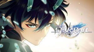 A cover image for Honkai Star Rail. A close-up shot of a male anime character