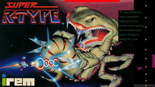 Super R-Type on the SNES cover image features a giant space monster attacking a spaceship