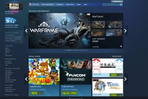 An image of the Steam front page.