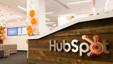 HubSpot offices with logo int the forefront