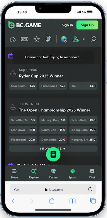 Golf Betting at BC.Game