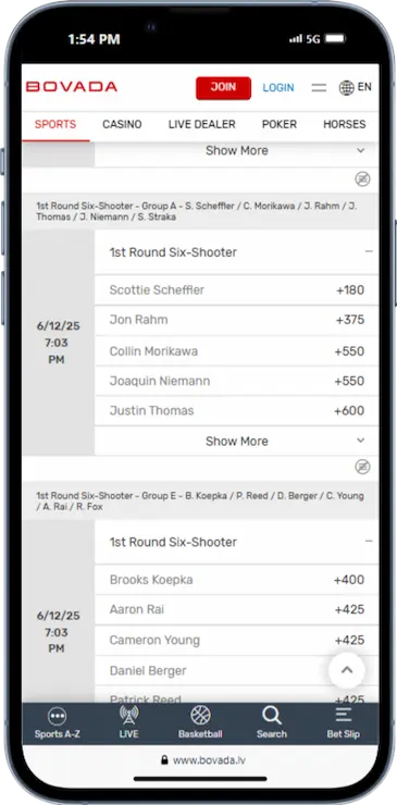 Golf Betting at Bovada