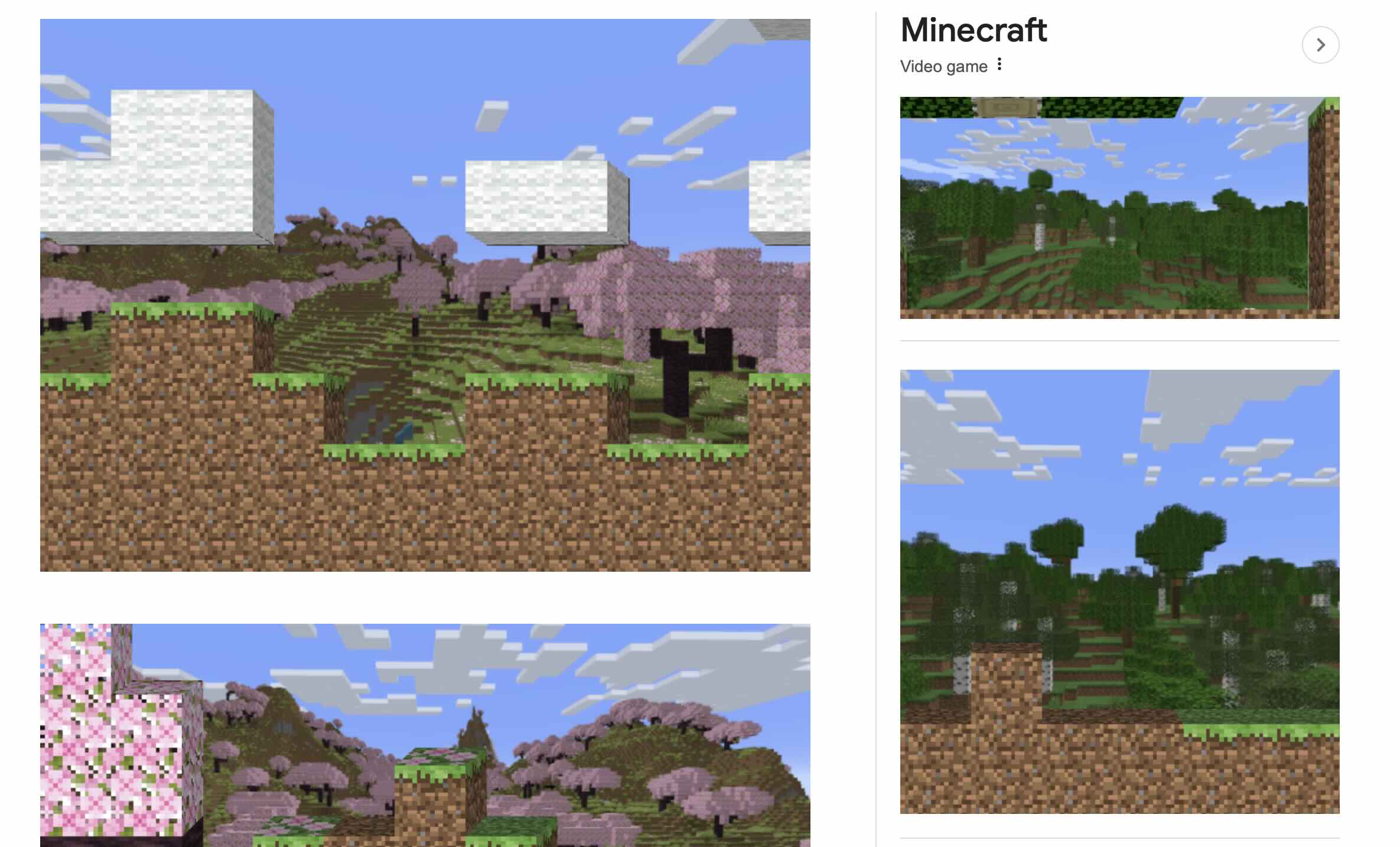 Screenshot of Minecraft game play in Google