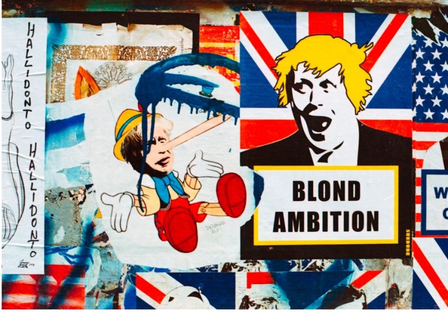 Street art depicting Boris Johnson / Paddy Power drops plans for Euro 2024 advertising campaign featuring Boris Johnson.