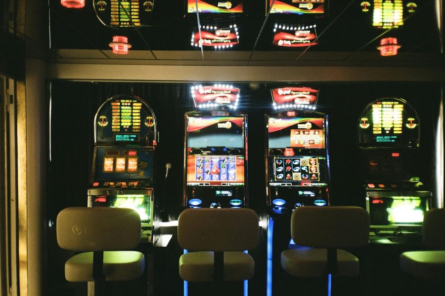 Dark photograph of slot machines