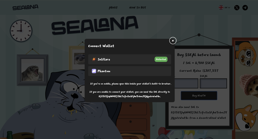Wallet Options on Sealana's Website